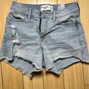 Abercrombie Kids Distressed Light Blue Jean Shorts cut off 11/12